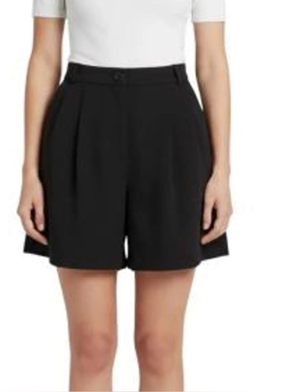 Maeve Anthropologie Black Pleated High Waisted Tailored Trouser Shorts 10 work